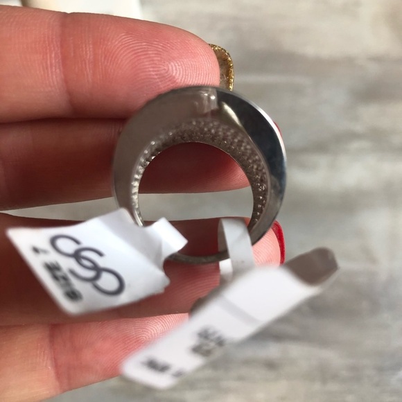 Sterling silver Rhinestone concave ring black gray clear stones  size 7 jewelry - Picture 5 of 7